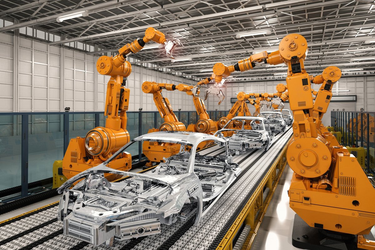 Roboter in einer Produktionsstraße